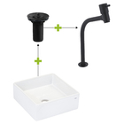 Kit Torneira Preto Eiffel Sensea, Cuba de Apoio Branca Nice Sensea e Válvula Para Pia de Banheiro Preta VVL216 Esteves