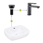 Kit Torneira Icone Preta Sensea, Cuba de Apoio Thema Incepa e Válvula Para Pia de Banheiro 1609 Fani