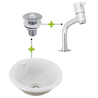 Kit Torneira Eiffel Sensea, Cuba de Sobrepor IL66L Sensea e Válvula Para Pia de Banheiro 2.3/8" Equation