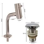 Kit Torneira Em Inox Escovado Bica Curta E Válvula Click