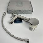 Kit Torneira Inox Escovado Bica Baixa E Válvula Click 1  1/4