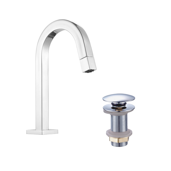 Kit Torneira Lavatório Banheiro Lavabo Quadrada 1/4v bica méd