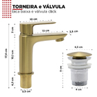 Kit Torneira Monocomando E Válvula Click Luxo De Bancada Bica