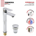 Kit Torneira Monocomando E Válvula Click Luxo De Bancada Bica