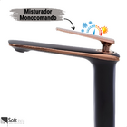 Kit Torneira Monocomando Petra Alta Preto/rose + Válvula Clic