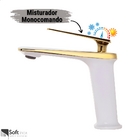 Kit Torneira Monocomando Petra Baixa Branco/gold + Válvula Cl