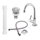 Kit Torneira Para Lavatório/banheiro Cromado + Válvula + Sifã