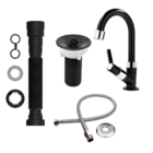 Kit Torneira Para Lavatório/banheiro Preto + Válvula + Sifão