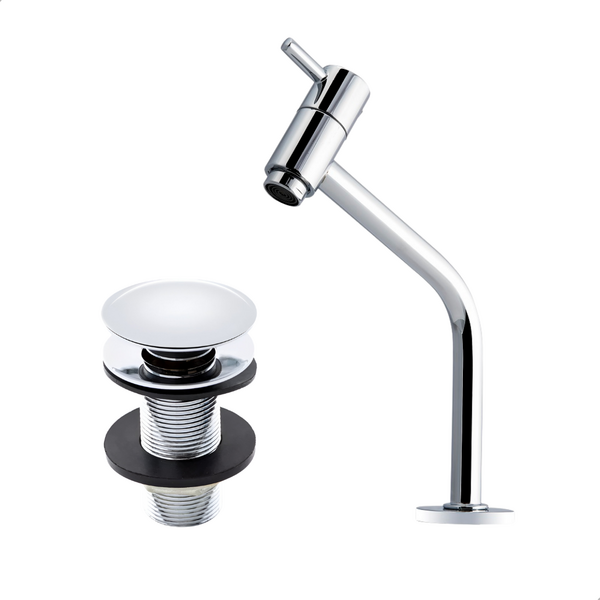 Kit Torneira Pia Banheiro Lavabo Bancada Cuba Baixa Cromada +