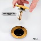 Kit Torneira Pia Banheiro Lavatório Bica Alta Dourada Gold +