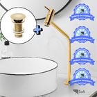 Kit Torneira Pia Banheiro Lavatório Bica Alta Dourada Gold +