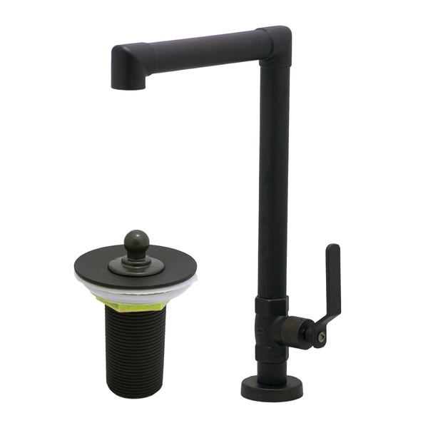 Kit Torneira Pia Lavatório Industrial Preto Fosco + 1 Valvula