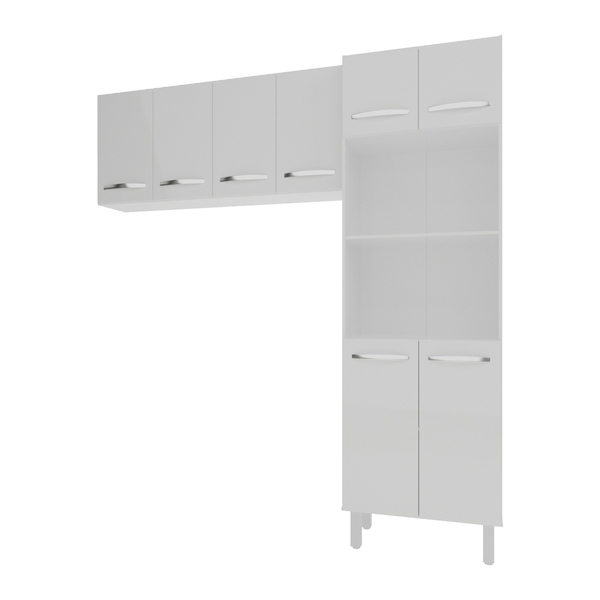 Kit Torre Quente Paneleiro 4 Portas 2 Nichos E Armário Suspen