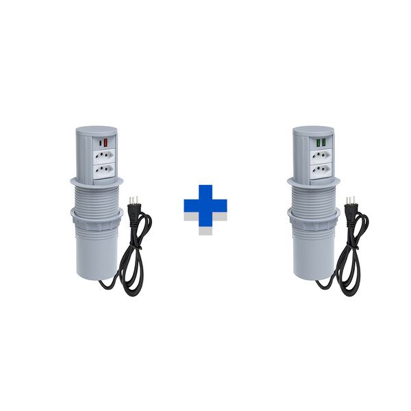 Kit Torres De Tomadas Automático 2 Tom 10a 2usb 9.0a E 2usb