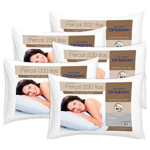 Kit Travesseiro 05 Peças Percal Com 200 Fios - Ortobom