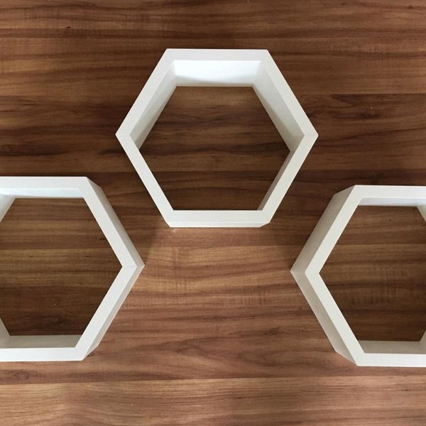 Kit Três Nichos Hexagonal  Colmeia Multiuso De Parede  Totalm
