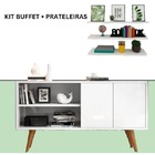 Kit Três Prateleira Branca Acompanhado Com Rack Para Sala