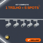 Kit Trilho Eletrificado 1,5m + 5 Spot Led 7w Branco - Branco