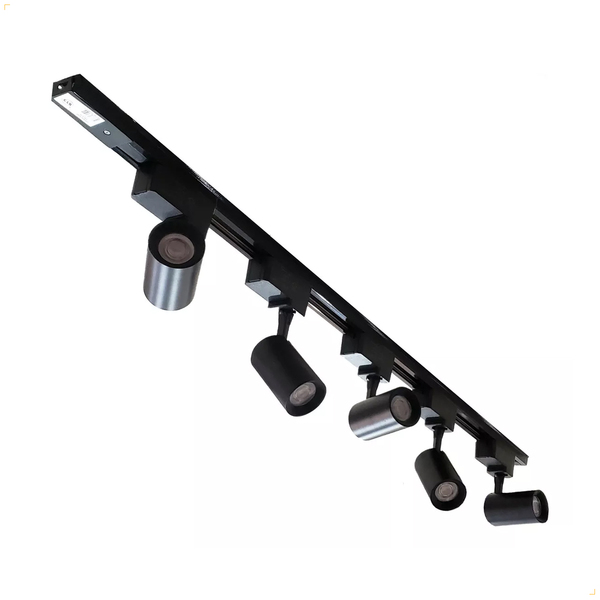 Kit Trilho Eletrificado 1,5m + 5 Spot Led 7w Preto 6000k