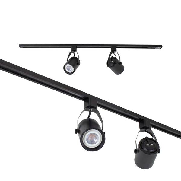 Kit Trilho Eletrificado 1m + 2 Spot Preto + 2 Led Par20 6500k