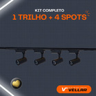 Kit Trilho Eletrificado 1m + 4 Spot Led 7w Preto Branco Neutro