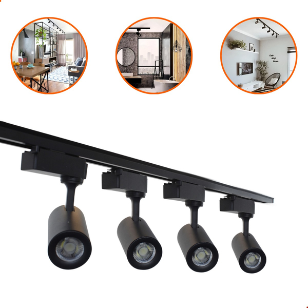 Kit Trilho Eletrificado 1m + 4 Spot Led 7w Preto Branco Neutro