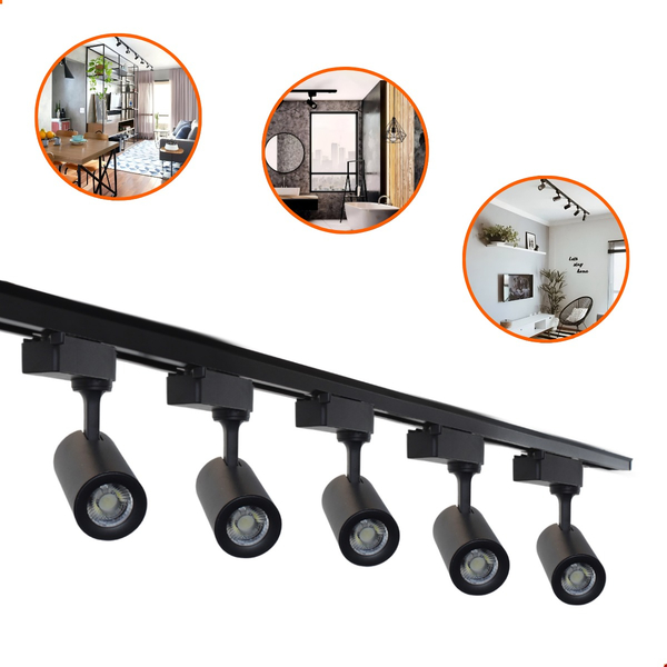 Kit Trilho Eletrificado 1m + 5 Spot Led 7w Preto - Branco Neu