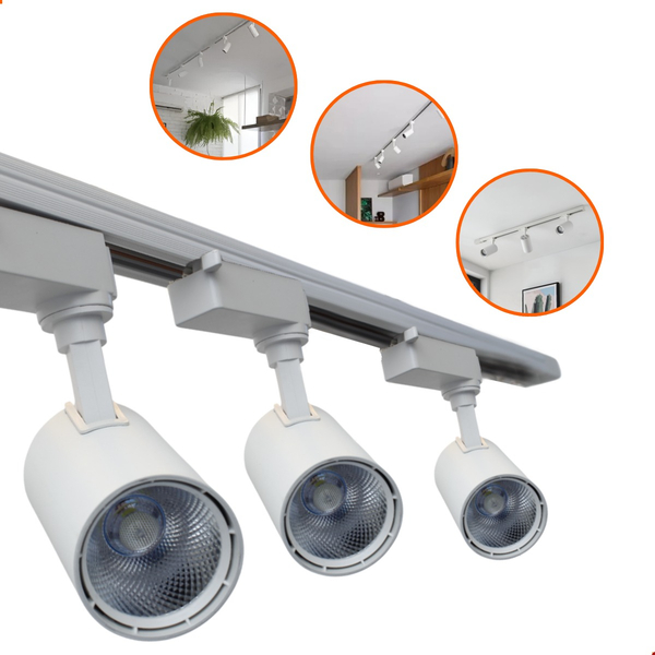 Kit Trilho Eletrificado 1m com 3 Spots LED 7W Bivolt Branco –