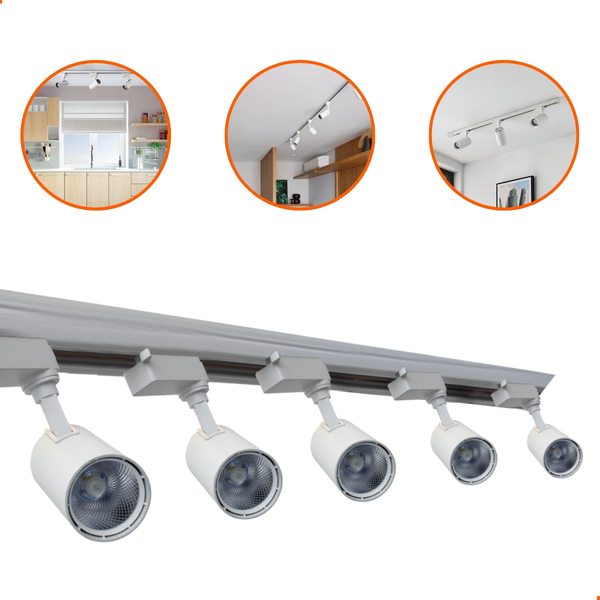 Kit Trilho Eletrificado 1m com 5 Spots LED 7W Branco – Luz Br