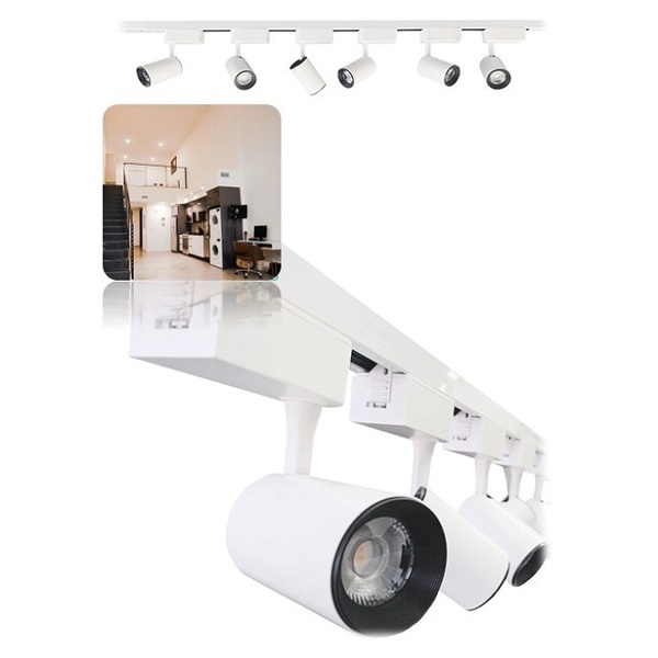 Kit Trilho Eletrificado 2 Metros Branco + 6 Spots 7w Branco 3
