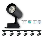 Kit Trilho Eletrificado 2 Metros Preto + 6 Spots Led 7w Luz 6