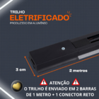 Kit Trilho Eletrificado 2m + 3 Spot Led 7w Preto Luz Fria 600