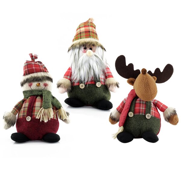 Kit Trio Bonecos De Natal Boneco De Neve Papai Noel Rena Xadr