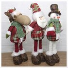 Kit Trio Bonecos De Natal Tecido Xadrez Natalino Pernas Ajust