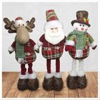 Kit Trio Bonecos De Natal Tecido Xadrez Natalino Pernas Ajust