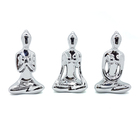 Kit Trio De Ioga No Espelho Estátua Meditação Porcelana Pta