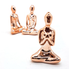 Kit Trio De Ioga No Espelho Estátua Meditação Porcelana Rosé