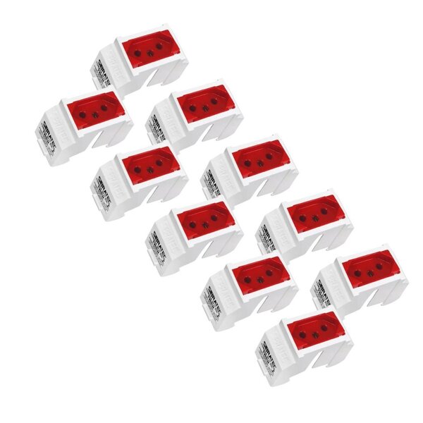 Kit Twdin Módulo Tomada Vermelha Padrão Brasileiro 2p+t + Sup