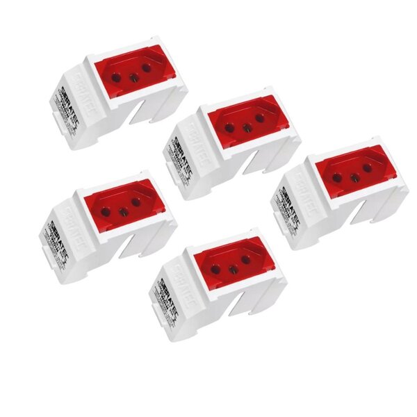 Kit Twdin Módulo Tomada Vermelha Padrão Brasileiro 2p+t + Sup