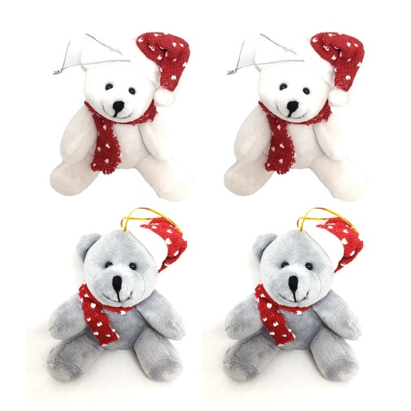Kit Ursinho Pelúcia Natal Com Gorrinho 15cm 4 Unidades - Mast