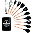 Kit Utensílios Cozinha 12 Peças Silicone Antiaderente - Preto