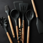 Kit Utensílios Cozinha 12 Peças Silicone Antiaderente - Preto
