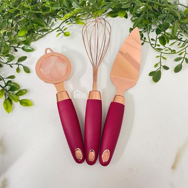 Kit Utensilios Cozinha Rose Gold 3pçs Vinho Paramount