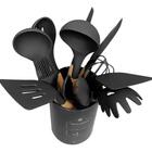 Kit Utensílios Cozinha Silicone Com Suporte 12 Peças Cabos Em