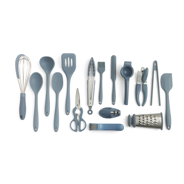 Kit Utensílios De Cozinha Completo 16 Peças Azul - Oikos