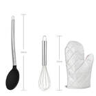 Kit Utensílios De Cozinha De Silicone Preto Cabo Inox K5b