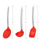 Kit Utensílios De Cozinha De Silicone Vermelho Cabo Inox K4