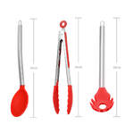 Kit Utensilios De Cozinha De Silicone Vermelho Cabo Inox K4c