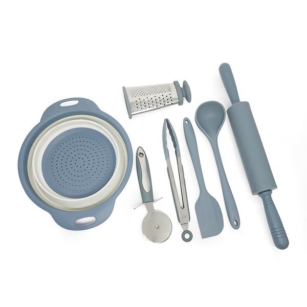 Kit Utensílios De Cozinha Massas 7 Peças Azul - Oikos Azul U