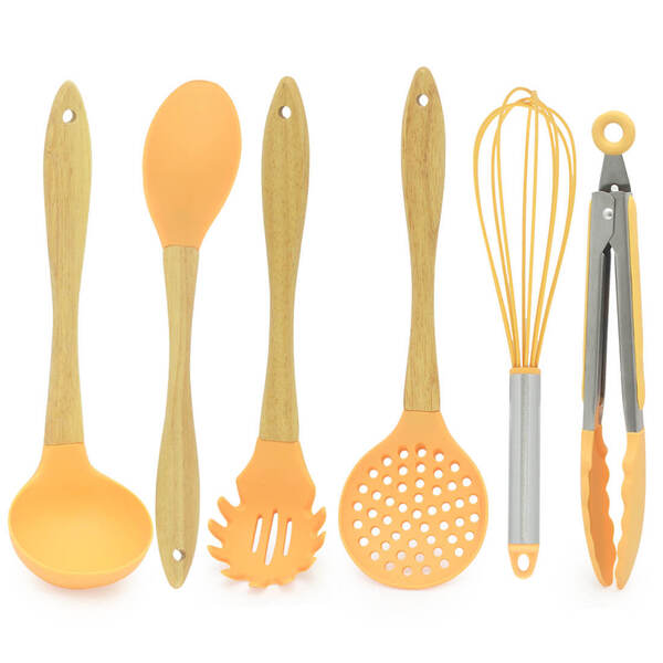 Kit Utensilios De Silicone Cabo De Madeira Bambu Linha Eco Cr